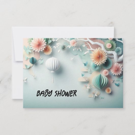 Baby shower uitnodiging platte kaart (Voorkant)