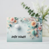 Baby shower uitnodiging platte kaart (Staand voorkant)