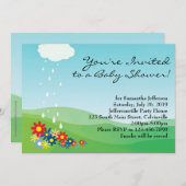 Baby shower Uitnodiging, Primaire Bloemen en Regen Kaart (Voorkant / Achterkant)