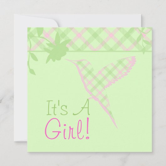 baby shower Uitnodiging Pset Hummingbird Pink & Gr (Achterkant)