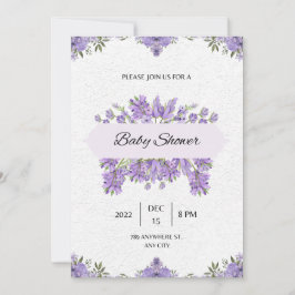 baby shower Uitnodiging Puplebloemen