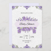 baby shower Uitnodiging Puplebloemen (Voorkant / Achterkant)