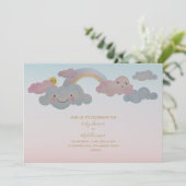 Baby shower-uitnodiging-regenboogthema-waterverf kaart (Staand voorkant)