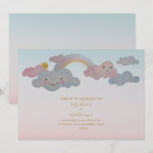 Baby shower-uitnodiging-regenboogthema-waterverf kaart (Voorkant / Achterkant)