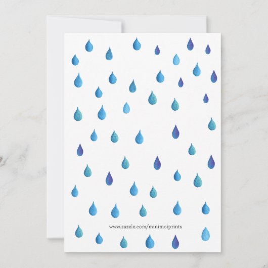 Baby shower uitnodiging regendruppels (Achterkant)