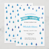 Baby shower uitnodiging regendruppels (Voorkant / Achterkant)