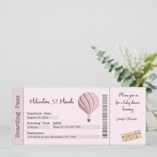 Baby shower Uitnodiging, Reizigend Baby shower Kaart (Staand voorkant)