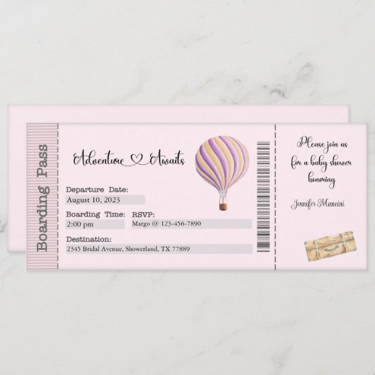 Baby shower Uitnodiging, Reizigend Baby shower Kaart (Voorkant / Achterkant)