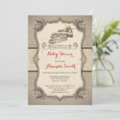 Baby shower uitnodiging  Retro (Staand voorkant)