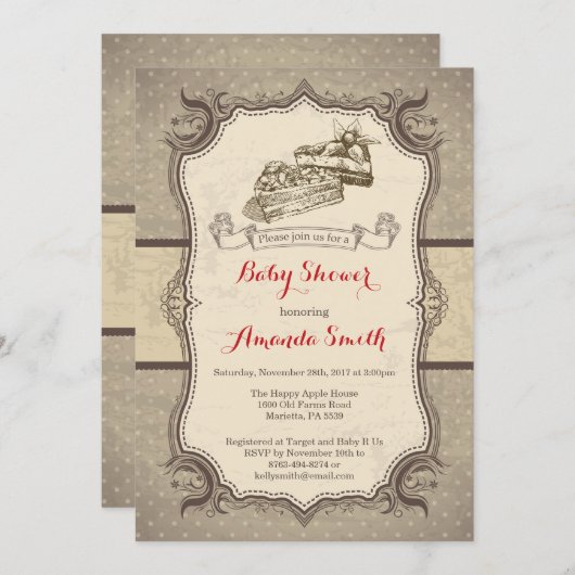 Baby shower uitnodiging  Retro (Voorkant / Achterkant)