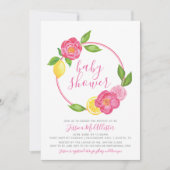 baby shower Uitnodiging | Roos met geel leemon van (Voorkant)