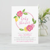 baby shower Uitnodiging | Roos met geel leemon van (Staand voorkant)