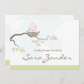 baby shower Uitnodiging - Roze Baby (Voorkant / Achterkant)