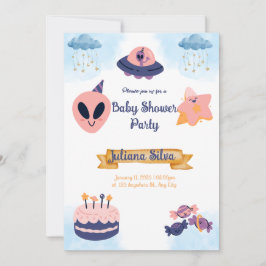 Baby shower Uitnodiging Roze buitenaardse uitnodig