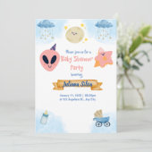Baby shower Uitnodiging Roze buitenaardse uitnodig (Staand voorkant)