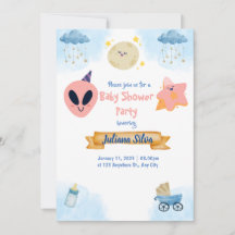 Baby shower Uitnodiging Roze buitenaardse uitnodig