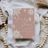 Baby shower Uitnodiging roze Daisy