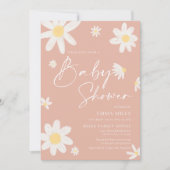 Baby shower Uitnodiging roze Daisy (Voorkant)