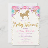 Baby shower uitnodiging roze en goud (Voorkant)