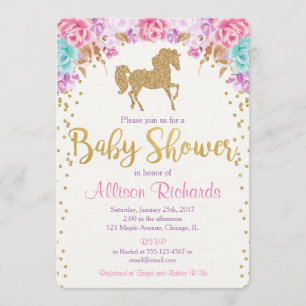 Baby shower uitnodiging roze en goud