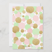 baby shower Uitnodiging Roze Gold Mint Polka Dots (Achterkant)