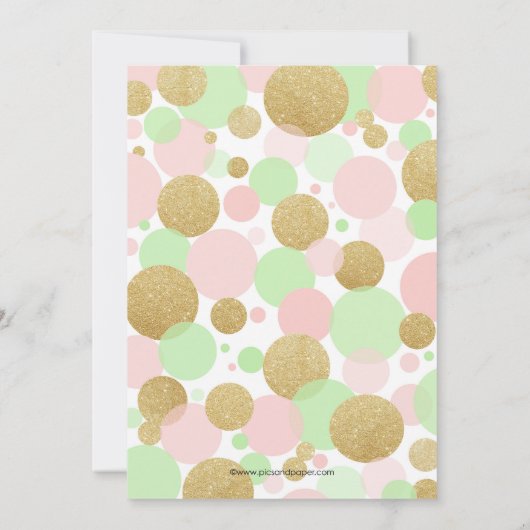 baby shower Uitnodiging Roze Gold Mint Polka Dots (Achterkant)