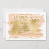 Baby shower Uitnodiging Roze/Goud (Voorkant)