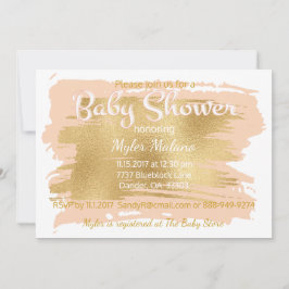 Baby shower Uitnodiging Roze/Goud