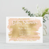 Baby shower Uitnodiging Roze/Goud (Staand voorkant)