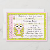 Baby shower Uitnodiging Roze Groene Owl (Voorkant)