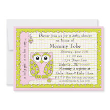 Baby shower Uitnodiging Roze Groene Owl