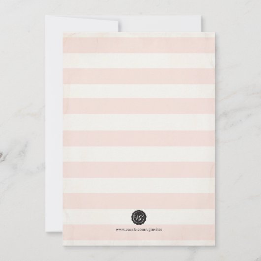 baby shower Uitnodiging - Roze strips (Achterkant)