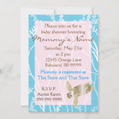 Baby shower Uitnodiging Roze/Turquoise Schildpad (Voorkant)