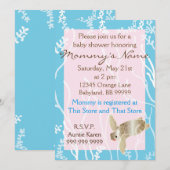 Baby shower Uitnodiging Roze/Turquoise Schildpad (Voorkant / Achterkant)