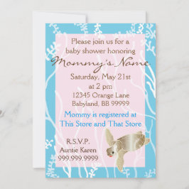 Baby shower Uitnodiging Roze/Turquoise Schildpad