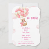 baby shower uitnodiging roze voor meisjes (Voorkant)