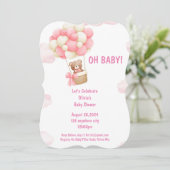 baby shower uitnodiging roze voor meisjes (Staand voorkant)