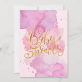 Baby shower Uitnodiging, Roze Waterverf voor een M Kaart (Voorkant)
