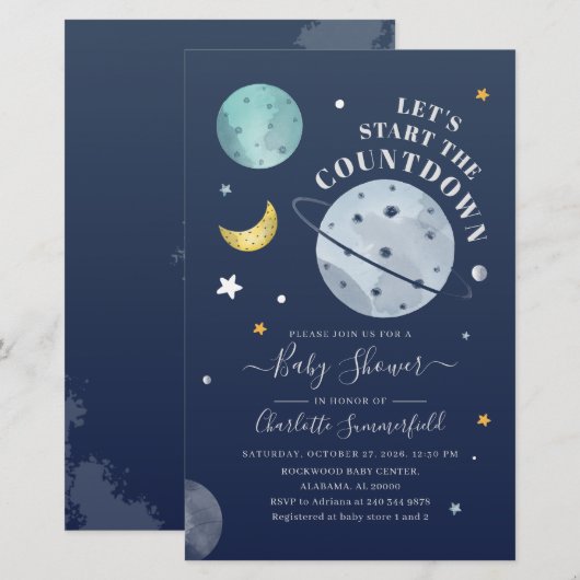 Baby shower Uitnodiging ruimtevaartuig Briefpapier (Voorkant / Achterkant)
