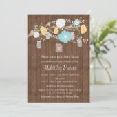 Baby shower-uitnodiging, rustige floral mason-pot kaart (Staand voorkant)