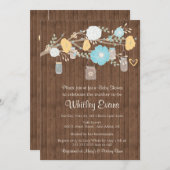 Baby shower-uitnodiging, rustige floral mason-pot kaart (Voorkant / Achterkant)
