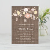 Baby shower-uitnodiging, rustige floral mason-pot kaart (Staand voorkant)