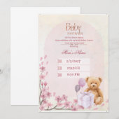 Baby Shower Uitnodiging | Saliegroene Teddydbeer B (Voorkant / Achterkant)