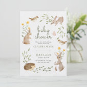 baby shower uitnodiging schattig dieren oerwoud (Staand voorkant)
