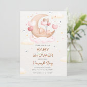 baby shower uitnodiging schattig konijn (Staand voorkant)