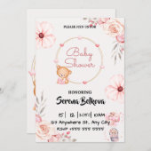 Baby shower Uitnodiging - Schattige Panda Thema (Voorkant / Achterkant)