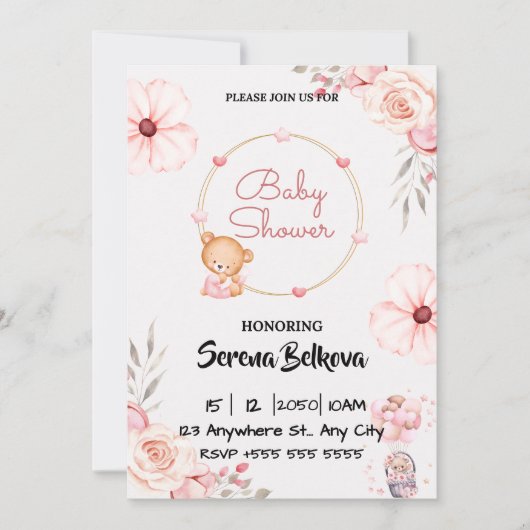 Baby shower uitnodiging - Schattige thema (Voorkant)