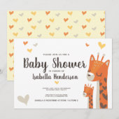 Baby shower Uitnodiging Schattigee Giraffe Oerwoud (Voorkant / Achterkant)