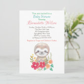 Baby shower Uitnodiging Schattigee Luiaard Baby sh (Staand voorkant)