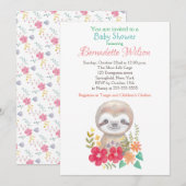 Baby shower Uitnodiging Schattigee Luiaard Baby sh (Voorkant / Achterkant)